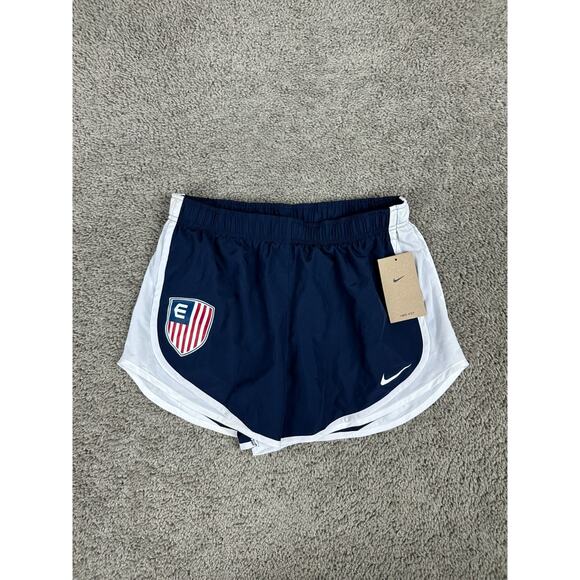 Nike Shorts Womens Medium Tempo Dri-Fit Running Blue White Lined Athletic * - Picture 2 of 15